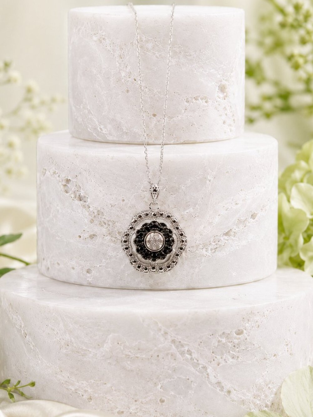 Black & White Diamond Pendant Necklace